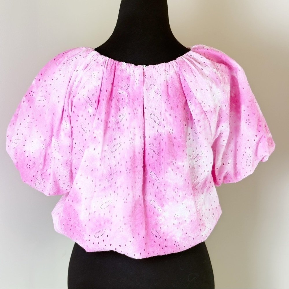 Free the Roses Paisely Eyelet Balloon Top with Tie-dye Effect XS - Picture 5 of 9